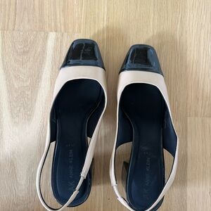 Anne Klein Black and Cream Slingback Heels